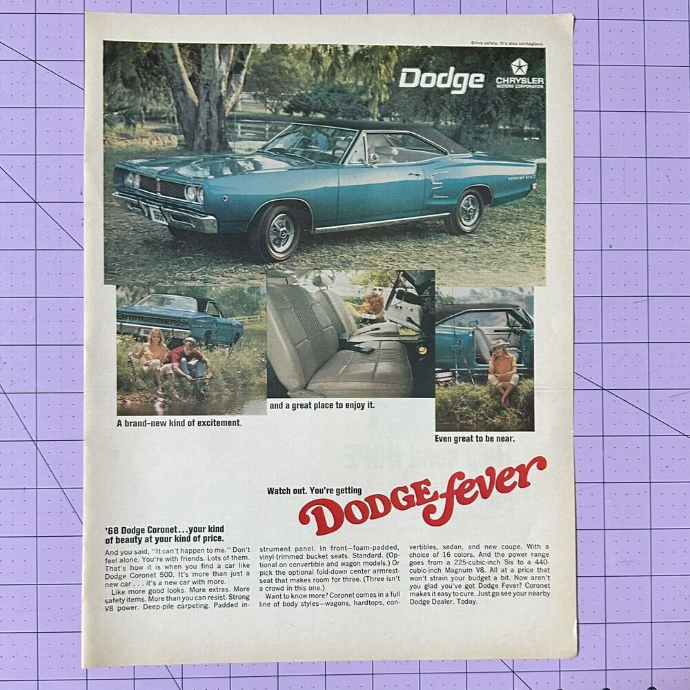 1967 Magazine Ad for 1968 Dodge Coronet